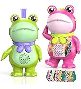 Inspireyes Toddler Walkie Talkies for Kids Rechargable, DIY Dress-Up Saluting Frog Toys, 2 Pack C...