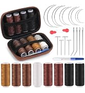 Fedmut Hair Needle and Thread Hair Extension Kit, 8 Rolls Hair Extension Thread with 18 T/C/J/I N...
