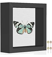 Califortree 5x5 Small Shadow Box Picture Frame with Soft Linen Back - Push Pins Included, Memory ...