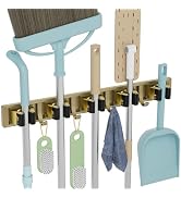 reliahom Broom Holder Wall Mount Mop and Broom Hanger Wall Mounted Garage Storage Rack Kitchen Ga...