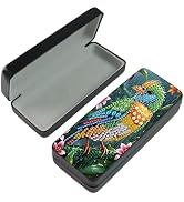 Tontut 5D diamond art painting kit glasses case, green bird DIY glasses storage box, leather hand...