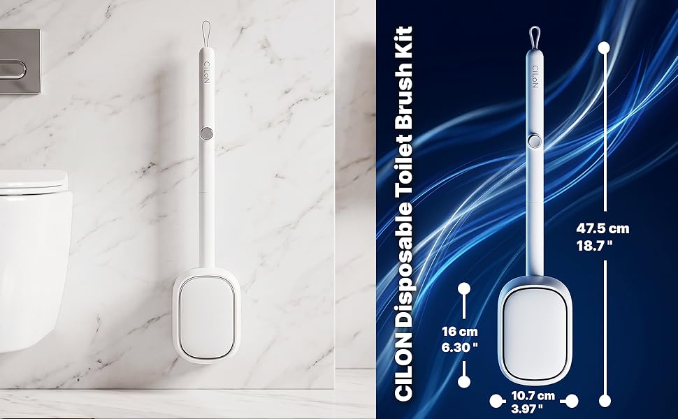 Edge to edge space saving toilet cleaner brush. wall mounted disposable toilet wand kit with holder