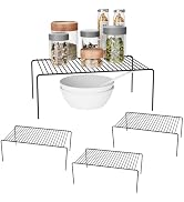 DPZM Medium(13 x 9.4 inch)Black Cabinet Storage Shelf Rack Set of 4, Rustproof Metal Wire Kitchen...