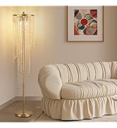 QiMH Gold Floor Lamps for Living Room, 63" Tall Lamp for Corner, Modern Floor Lamp with Double-La...