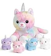 KIZZYEA Plush Unicorn Kitty Toys for Girls Ages 0 1 2 3 4 5 6 7 8+ Years, Cat Mommy Stuffed Anima...