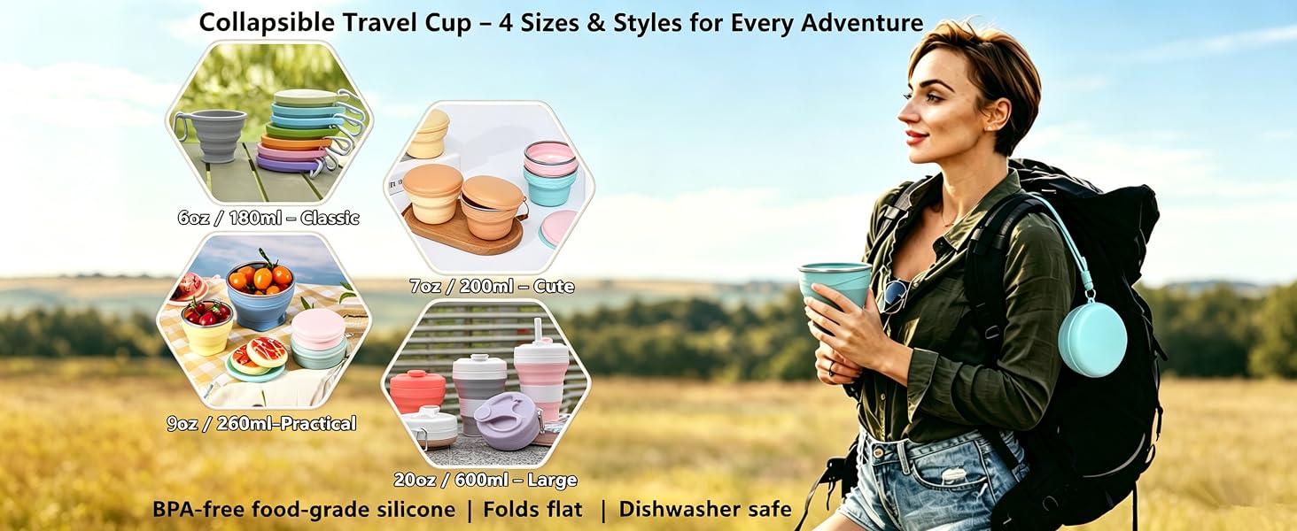 Collapsible Travel Cup for Camping, Travel & Daily Use