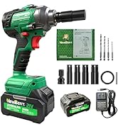 NEWBEAT Cordless Impact Wrench Set, 1/2 inch Impact Gun, Electric Power Impact Driver Max Torque ...