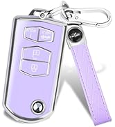Mild East for Mazda Key Fob Cover, 4 Buttons Remote Car Key Cover Compatible with Mazda 3 6 8 CX-...