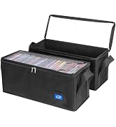 BOATISLE CD Case Holder with Handles and Clear Lid, 2-Pack Black - CD Storage Box with Label Slot...