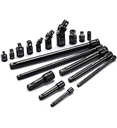 MIXPOWER 18 Pieces Drive Tool Accessory Set, CR-V Steel with Black Phosphate Finish, Includes Soc...