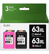 63XL Ink Cartridges Combo Pack Replacement for HP Ink 63 63XL ejet High-Yield Remanufactured for ...