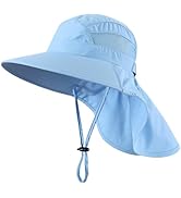 Home Prefer UPF50 Wide Brim Kids Sun Hat Neck Flap Boys Girls Sun Protection Hat for Beach Fishing