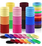IKOCO 150PCS Hair Ties No Damage, Soft Cotton Hair Ties for Girls and Kids' Ponytail with 2 Hair ...