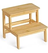 Domax Bamboo Wooden Step Stools for Kids - Toddler Step Stool for Bathroom Sink High Bed Toilet K...
