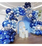Blue Balloon Arch Kit, 102pcs Navy Blue Silver Blue Metallic Blue Difference Sizes Latex Balloons...