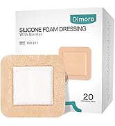 Dimora Silicone Foam Dressing with Border 20 Pack Adhesive 4"x4" Waterproof Wound Dressing Bandag...