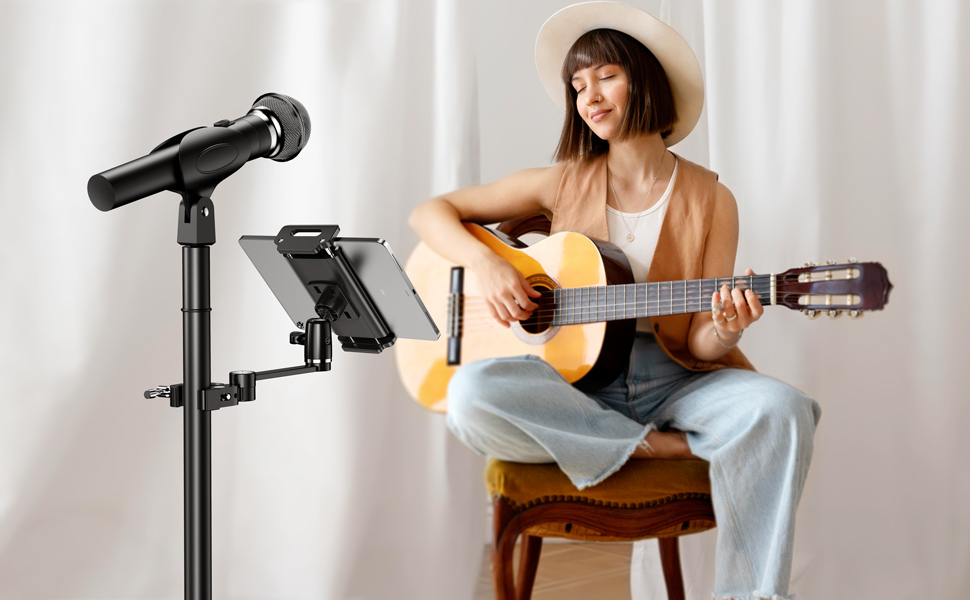 mic stand tablet holder for musician