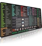 Pixiecube Excel Shortcut Keys Mouse Pad - Extended Large XL Cheat Sheet Gaming Mousepad | PC Offi...
