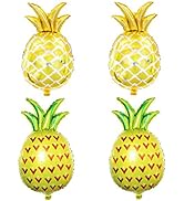GOER Pineapple Foil Balloons,4 Pcs 32 Inch Giant Helium Balloons for Hawaiian Luau Party Summer T...