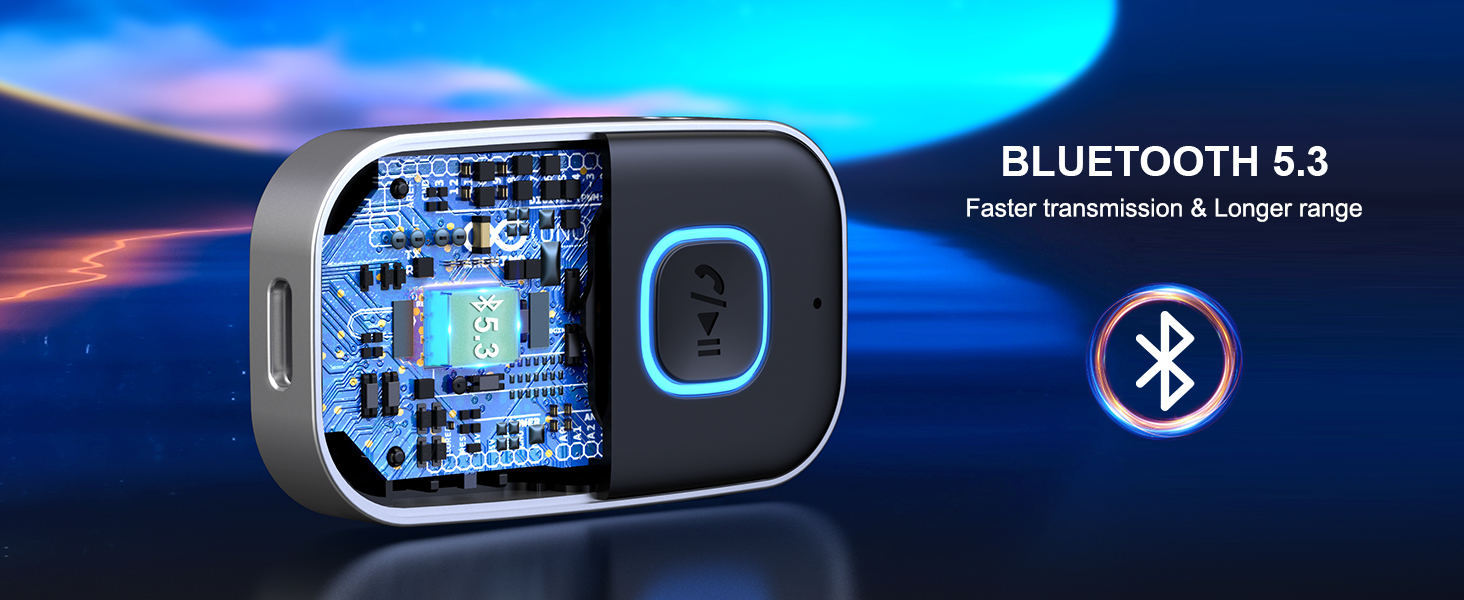 BLUETOOTH 5.3 - Faster transmission & Longer range