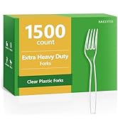 1500 Count Plastic Forks Heavy Duty,Plastic Silverware Clear Forks,Premium Disposable Forks Bulk,...