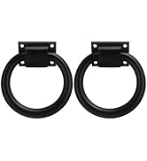 foxwake Matte Black Ring Garage Door Pull 3.9In Metal Sliding Barn Door Handle Knob Fence Gate Do...