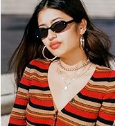 ADE WU Retro Oval Sunglasses 90s Vintage Narrow Small Tiny Oval Sun Glasses Black Tortoiseshell F...