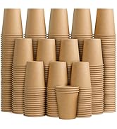 Clawsoff 180 Pack 8 oz Paper Cups, Brown Kraft Disposable Paper Coffee Cups, Unbleached Paper Cup...