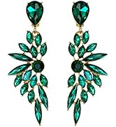 BriLove Women's Wedding Bridal Crystal Teardrop Multi Marquise Cluster Bling Dangle Earrings