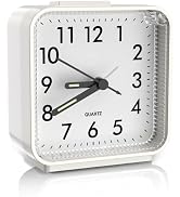 JXTZ Analog Alarm Clock, Bedside Clocks Battery Powered, Silent Non Ticking Travel Clock with Nig...