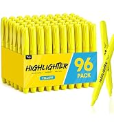Taja Highlighters 96 Pack Value Pack, Bright Yellow, Chisel Tip Marking Pens with Clean Ink, Suit...