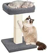 AGYM Cat Scratching Post, 32”Cat Scratcher with Large Plush Perch, Sisal & Carpet Scratching Post...