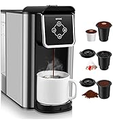 3-in-1 Single Serve Coffee Maker, Pod, Ground Coffee & Tea Brewer, Fast Brew Compact Coffee Machi...