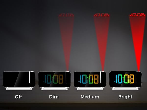 Projection Alarm Clock,7.4 in LED Mirror Digital Clocks Projection on Ceiling Wall,RGB Night Light