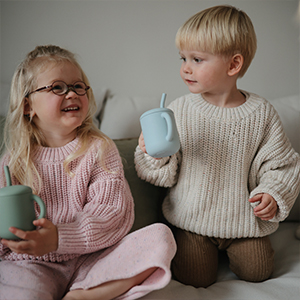 mushie Silicone Training Cup and Straws baby toddler feeding bottle cup