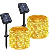 Solar String Lights Outdoor Waterproof 2 Pack Total 66ft 200LED 8 Modes Twinkle Lights Solar Fair...