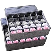 MURRI&MURRDI 2 Packs Sock and Underwear Storage for Closet with Lids,30 Cells Drawer Divider,Line...