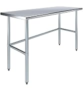 AmGood Stainless Steel Work Table Open Base | Metal Work Bench (Stainless Steel Table Open Base, ...