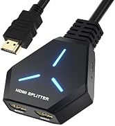HDMI Splitter, HDMI Splitter 1 in 2 Out Duplicate/Mirror (Not Extend), 4K@30hz HDMI Splitter for ...