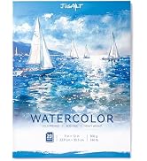 Jusart Watercolor Paper Pad 9"x12", 300gsm/140lb, Cold Press Water Color Paper, Acid-Free, for We...