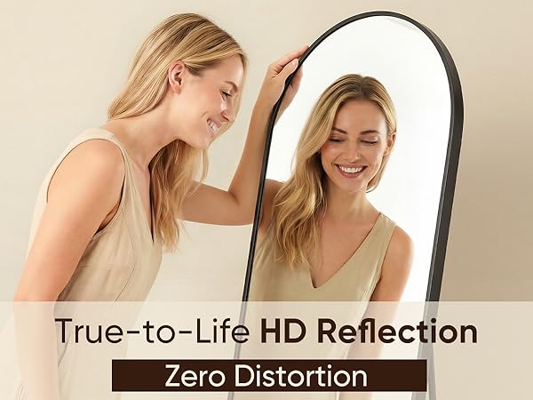 Arched Full Length Standing Leaning Mirror Body Aluminum Alloy Thin Frame Suitable Bedroom Cloakroom