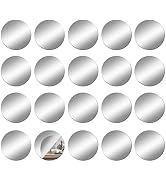 DARENYI 20Pcs Glass Round Mirror Tiles, 4 inch Small Circle Mirrors Self Adhesive Mirror Stickers...