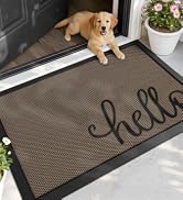 LUMI Outside Welcome Door Mat 17x30, Non Slip Durable Rubber Entrance Doormat, Low Profile Easy C...