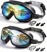 Rantizon Kids Swimming Goggles 2 Pack, Anti Fog&UV Swim Goggles for Boys Girls, No Leak Pool Beac...