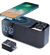blonbar Alarm Clock Radio with Wireless Charging Bluetooth Speaker,Digital Alarm Clock with Adjus...