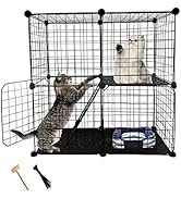MUYG 2 Tier Cat Cage Indoor,Removable Metal Kitten Cages Detachable Ferret Playpen Portable DIY S...
