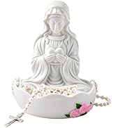 Wowagoga Virgin Mary Rosary Holder, Our Lady of Grace Statue Tabletop Keepsake Rosary Jewelry Hol...