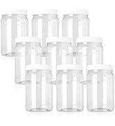 Fasmov 9 Pack 32 Oz Plastic Jars with Lids, Wide Mouth Clear Empty Plastic Storage Containers for...