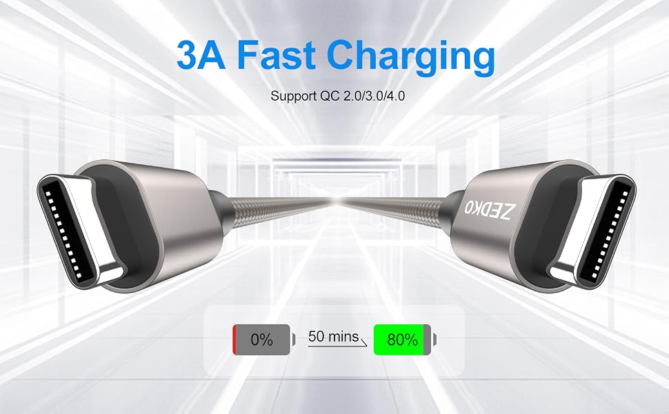 Fast Charging Type C to USB C Cable