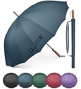 G4Free 54 Inch Strong Windproof Large Umbrella for Rain 16 Ribs Stick Umbrellas Auto Open Wooden ...
